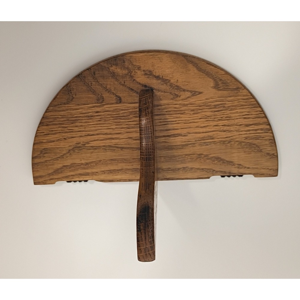 Vintage Solid Oak Half Circle Wall Shelf Sconce MCM Trinket Display 5.75 x9.75" - Picture 9 of 9